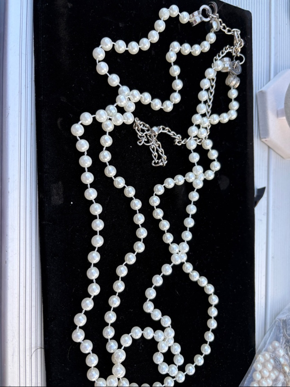 Pearl Bead Long Necklace Classic White Strand Double Strand Can be UsedAsA Belt